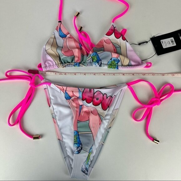 NWT - Fashion Nova,Nights in Shibuya 2 pc Bikini. Size: M.Color:Pink/Multicolour - Picture 8 of 11